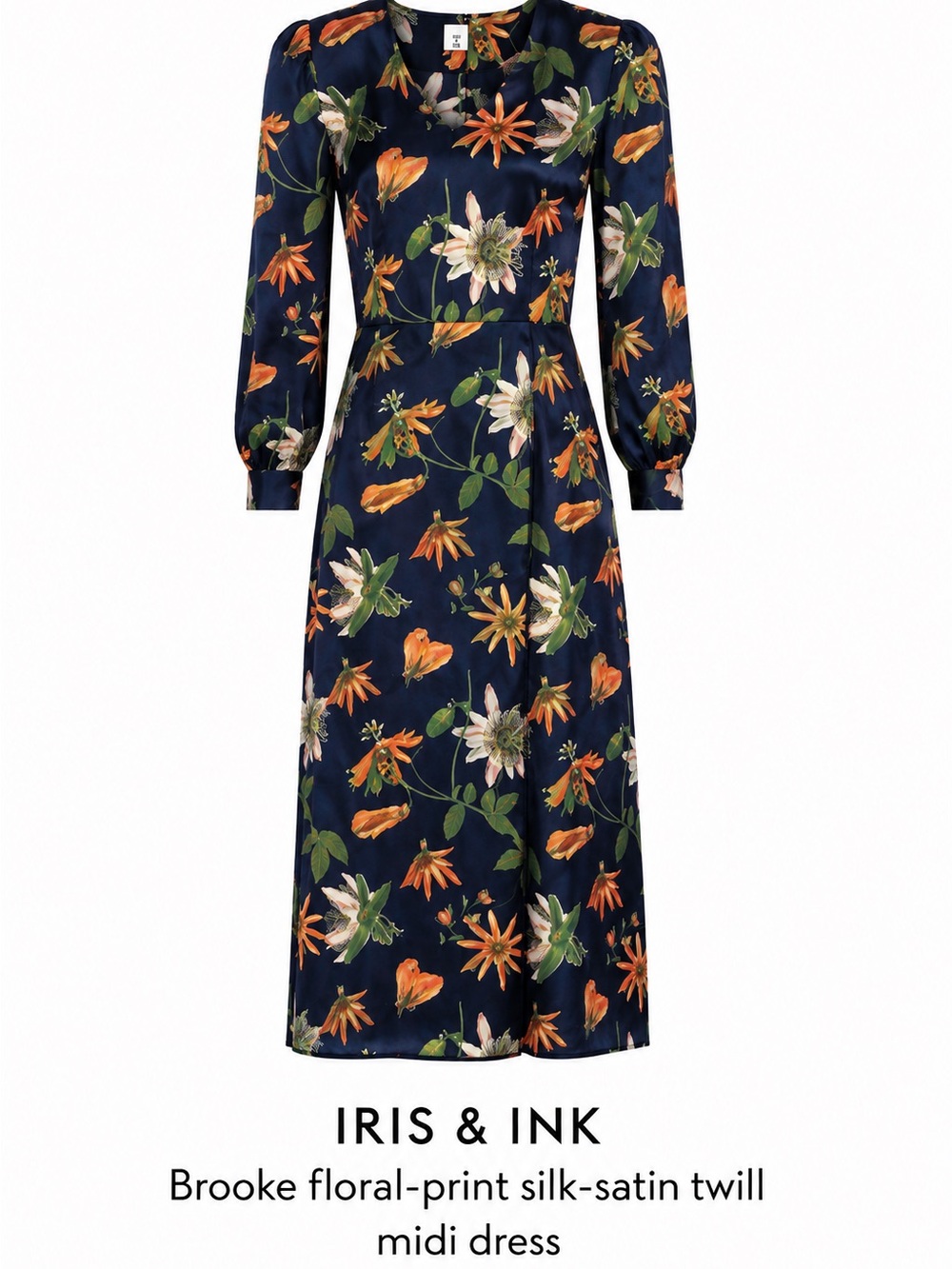 NWT Iris & Ink Brooke Silk Midi Dress UK 12 US 8